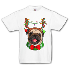 Fruit of the Loom Karácsonyi Pug - Gyerek Póló