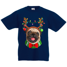Fruit of the Loom Karácsonyi Pug - Gyerek Póló