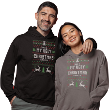 Fruit of the Loom, Kariban Az én csúnya karácsonyi pulcsim - Unisex Kapucnis Pulóver női pulóver, kardigán