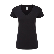 Fruit of the Loom Női rövid ujjú póló Fruit of the Loom Ladies' Iconic 150 V Neck T -XL, Fekete