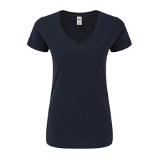 Fruit of the Loom Rövid ujjú V-nyakú Női pamut póló, Fruit of the Loom FN71, Deep Navy-L