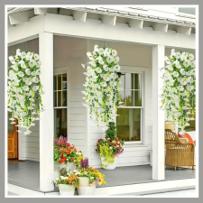  Függő Művirág Dekoráció – Dús Fehér Virágözön Kültéri és Beltéri Használatra GD1821943 dekoráció