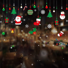 Függő színes díszek, többször felhasználható karácsonyi ablakmatrica karácsonyi ablakdekoráció