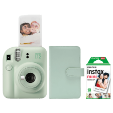 Fujifilm INSTAX MINI 12 Mint Green fényképezőgép csomag (Kamera+Film 2X10 Kép+Album) fényképező