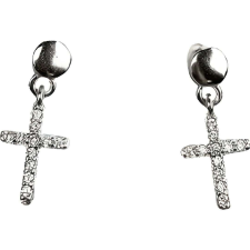  Fülbevaló ezüst 925 kereszt kövekkel fülbevaló