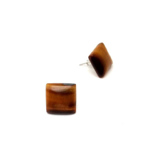Fülbevaló négyzet tigrisszem 13x13mm fülbevaló