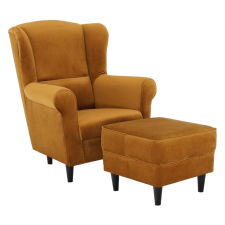 Füles fotel puffal, szövet mustár, ASTRID bútor
