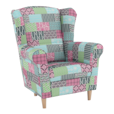  füles fotel, szövet patchwork, CHARLOT bútor