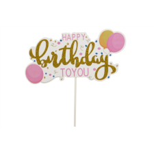 Fundrag Lufis rózsaszín és arany Happy Birthday szülinapi tortadísz beszúró sütés és főzés