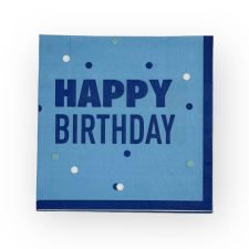 Fundrag Szalvéta, Happy Birthday, kék, 33×33cm, 16db party kellék