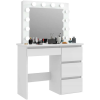 FUNFIT modern Fésülködőasztal LED-es tükörrel - fehér