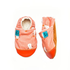FUNKIDZ Puhatalpú kiscipő az első lépésekhez - Rózsaszín hóemberek - 18-24 hónap