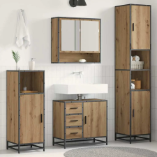  Fürdőszoba bútor szett fiókkal 3 pcs Artisan tölgy Faanyag fürdőszoba bútor