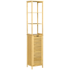  Fürdőszoba szekrény, Kleankin, MDF/bambusz, 34x30x173 cm, világosbarna