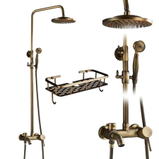 Fürdőszoba zuhany csaptelep, antik sárgaréz, kettős fogantyú, B02 típus csaptelep