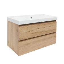 Fürdőszobaszekrény 2 fiókos mosdókagylóval SAT B-Way 99x50x45 cm tölgy matt BWAY2100OAKU1BI fürdőszoba bútor