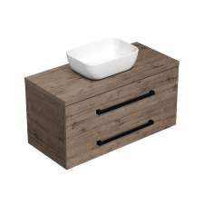 Fürdőszobaszekrény fekete fogantyúval SAT Cube Way 100x71x46 cm tölgyfa Wellington szőnyeg CUBE46C1003DWSAT45 fürdőszoba bútor