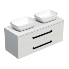 Fürdőszobaszekrény fekete fogantyúval SAT Cube Way 120x71x46 cm fehér fényes CUBE46C1203BISAT45 fürdőszoba bútor