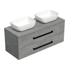 Fürdőszobaszekrény fekete fogantyúval SAT Cube Way 120x71x46 cm matt beton CUBE46C1203BESAT45 fürdőszoba bútor