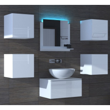 Furnitech Venezia Alius A25 fürdőszobabútor szett + mosdókagyló + szifon (fényes fehér) fürdőszoba bútor