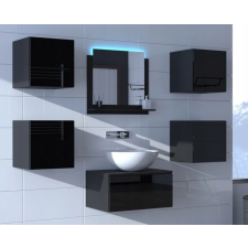 Furnitech Venezia Alius A25 fürdőszobabútor szett + mosdókagyló + szifon (fényes fekete) fürdőszoba bútor
