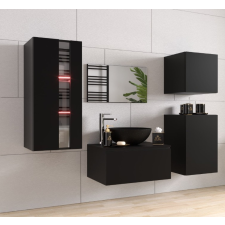 Furnitech Venezia Alius A35 fürdőszobabútor szett + mosdókagyló + szifon (matt fekete) fürdőszoba bútor