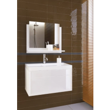 Furnitech Venezia Luna fürdőszobabútor + tükör + mosdó + szifon - 60 cm (fényes fehér) fürdőszoba bútor