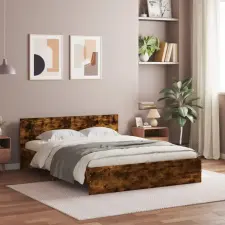  füstös tölgy színű ágykeret fejtámlával 140 x 200 cm ágy és ágykellék