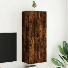  Füstös tölgy színű szerelt fa fali TV-szekrény 40,5x30x102 cm bútor