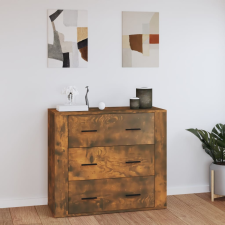  Füstös tölgy színű szerelt fa tálalószekrény 80x33x70 cm bútor