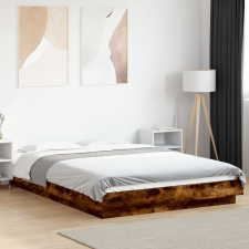 füstös tölgyszínű szerelt fa ágykeret 135 x 190 cm ágy és ágykellék