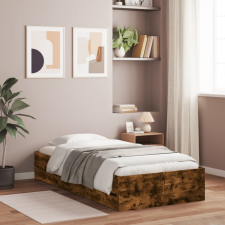  Füstös tölgyszínű szerelt fa ágykeret fiókokkal 100 x 200 cm ágy és ágykellék