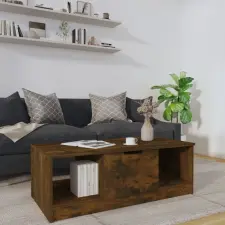  füstös tölgyszínű szerelt fa dohányzóasztal 102 x 50 x 36 cm bútor