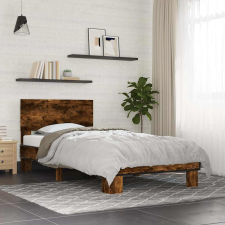 füstös tölgyszínű szerelt fa és fém ágykeret 75 x 190 cm ágy és ágykellék