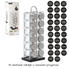  Fűszertartó 12 üveggel, acél fogantyúval papírárú, csomagoló és tárolóeszköz