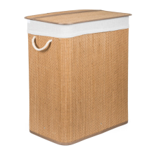  G21 bambusz szennyeskosár,105 l kapacitású, fehér betéttel, elválasztó elemekkel bútor