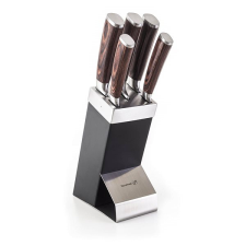G21 Gourmet Dynamic 5 részes késkészlet + fekete-rozsdamentes acél állvány konyhai eszköz