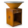G21 Grill G21 Oregon Corten robusztus acél grillsütő planchával, 85 cm grillfelület, fatároló
