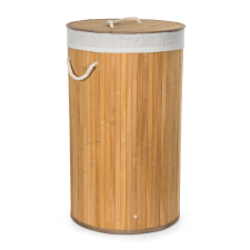  G21 szennyeskosár 55 l, bambusz kerek fehér kosárral bútor
