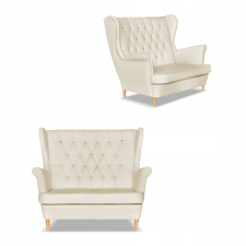  Gaja Karosszékes Kanapé, Ökológiai Bőr, Skandináv Stílus, Family Furniture, Bézs bútor