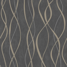 Galerie Modern hullámvonal mintás tapéta – elegáns strukturált design tapéta szürkésbarna- pezsgő színben ,selyemfénnyel tapéta, díszléc és más dekoráció