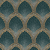 Galerie Prémium art deco íves mintás tapéta – elegáns geometrikus tapéta smaragd- arany szinben ,selyemfénnyel