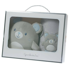 Gamberritos takaró wellsoft 80x110cm plüss játékkal szürke/kék maci 10757 babaágynemű, babapléd