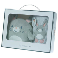 Gamberritos takaró wellsoft 80x110cm plüss játékkal szürke/rózsaszín nyuszi 10757 babaágynemű, babapléd