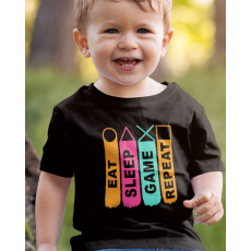  Gamer ajándék - Sleep Game Repeat gyerek póló