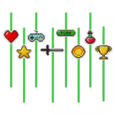 Gamer Játék Game On papír szívószál 8 db-os party kellék