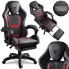  Gamer szék, Sofotel Specter, fekete/piros, 42-52 cm ülésmagasság, gumírozott kerekek, lábtartós, dönthető, fejpárnával, 120 kg teherbírás