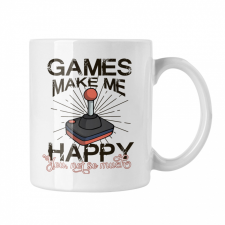 Games make me happy - Fehér Bögre bögrék, csészék