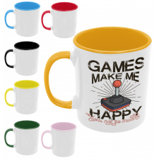 Games make me happy - Színes Bögre bögrék, csészék