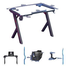  Gaming íróasztal, RGB LED -es lámpák, ergonómikus munkaállomás, Közepes méretű íróasztal